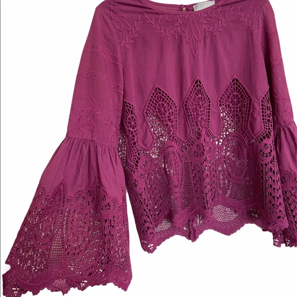 Anthropologie Chloe Oliver Embroidered Top